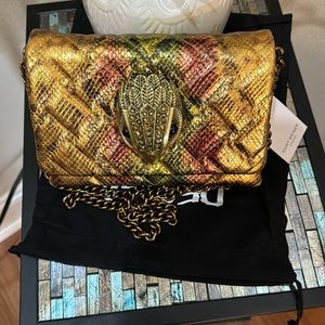 Kurt Geiger 
Mini Kensington Snake Embossed Leather Convertible Crossbody Bag